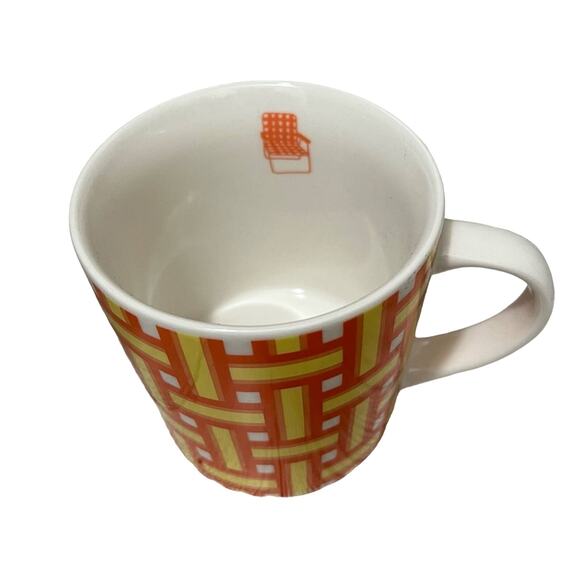 Starbucks Orange Yellow Lawn Beach Chair Retro Weave 16oz Coffee Mug 2006 - Picture 2 of 6